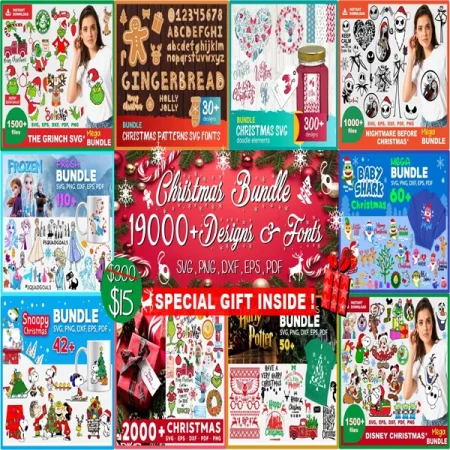 CHRISTMAS SVG Bundle, CHRISTMAS Clipart, Christmas Svg Files For Cricut, Christmas Svg Cut Files