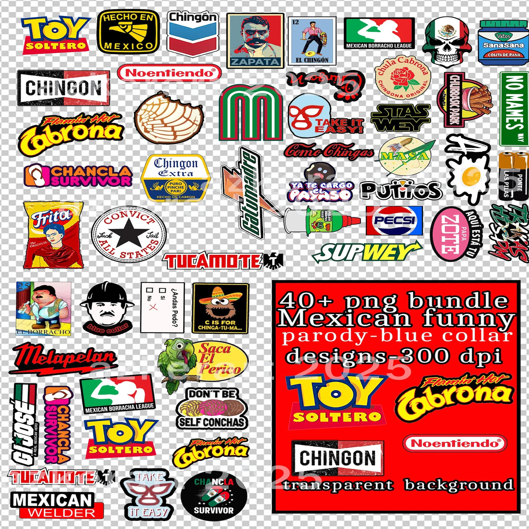 Funny : Humor & Culture png bundle blue collar-Mexico-best seller-40 images