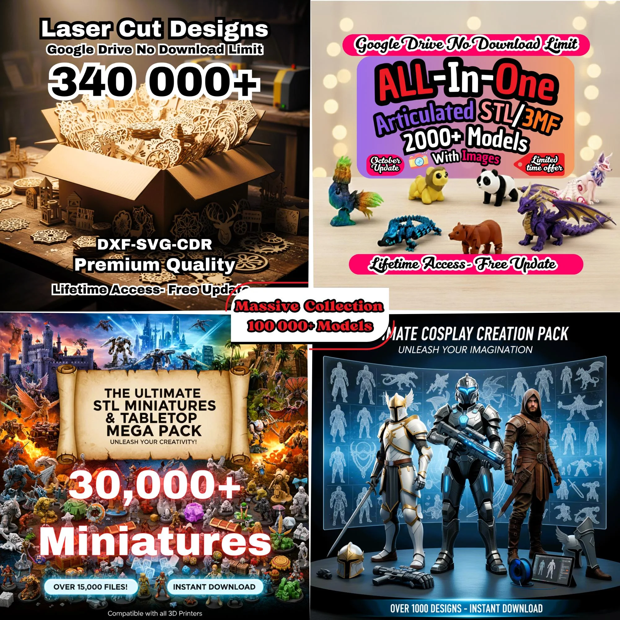 STL Files for 3D Printing – Flexi Models, Miniatures, Cosplay STL Bundle